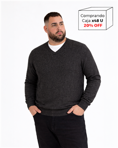 P8105 - Sweater Escote V Mouline TALLE ESPECIAL